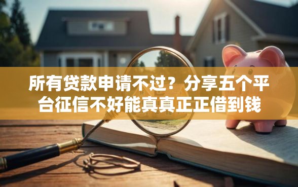 所有贷款申请不过？分享五个平台征信不好能真真正正借到钱