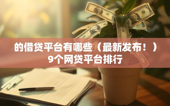 的借贷平台有哪些（最新发布！）9个网贷平台排行