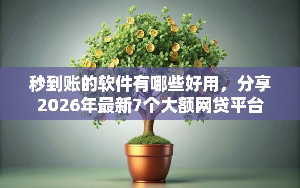 秒到账的软件有哪些好用，分享2026年最新7个大额网贷平台