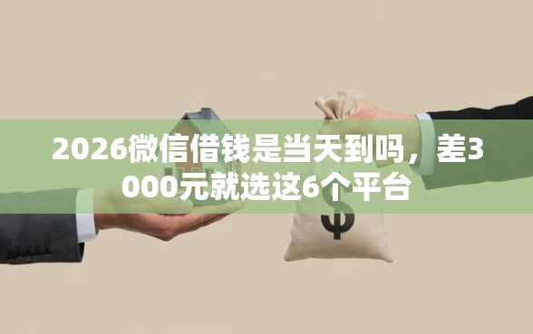 2026微信借钱是当天到吗，差3000元就选这6个平台