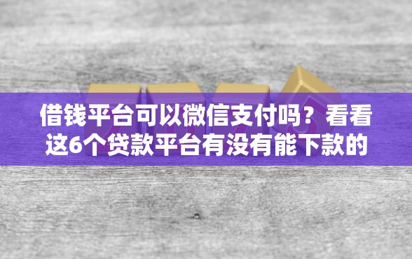 借钱平台可以微信支付吗？看看这6个贷款平台有没有能下款的