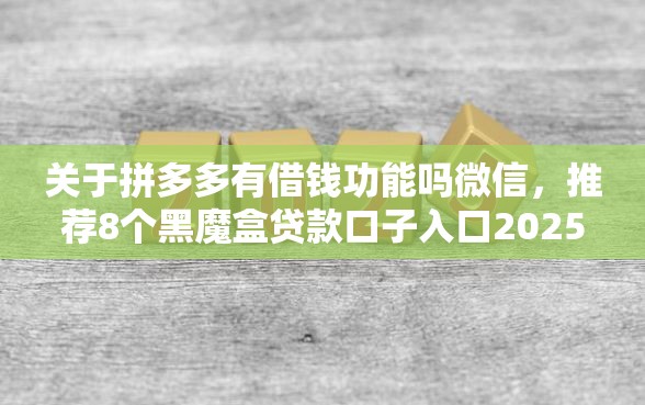 关于拼多多有借钱功能吗微信，推荐8个黑魔盒贷款口子入口2025给你