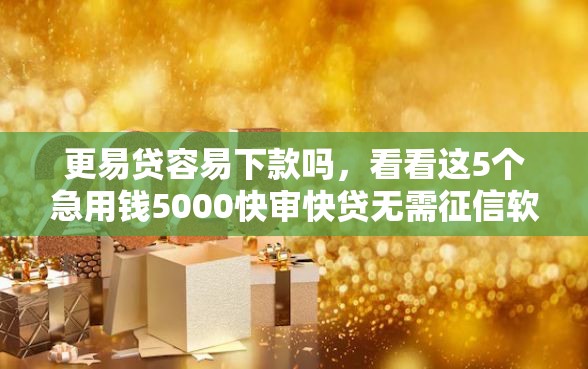 更易贷容易下款吗，看看这5个急用钱5000快审快贷无需征信软件