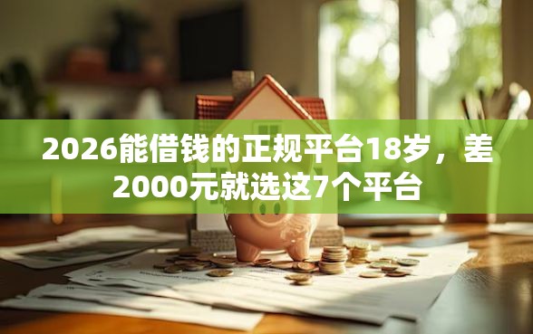 2026能借钱的正规平台18岁，差2000元就选这7个平台