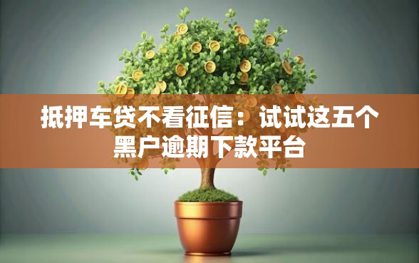 抵押车贷不看征信:试试这五个黑户逾期下款平台 抵押车贷不看征信:试试这五个黑户逾期下款平台