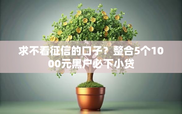 求不看征信的口子？整合5个1000元黑户必下小贷