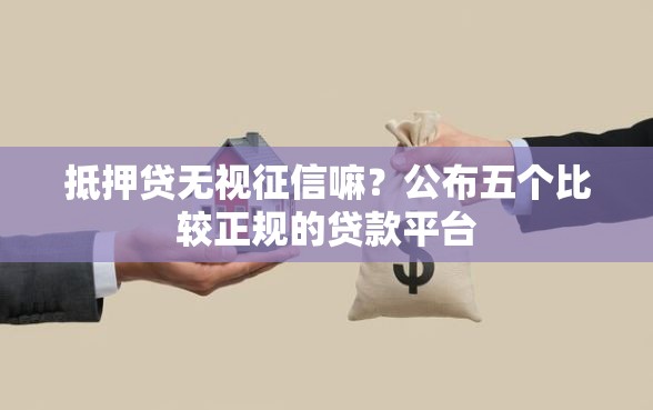 抵押贷无视征信嘛？公布五个比较正规的贷款平台