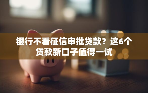 银行不看征信审批贷款？这6个贷款新口子值得一试