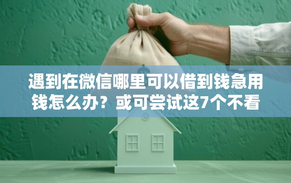 遇到在微信哪里可以借到钱急用钱怎么办？或可尝试这7个不看征信的小额借款平台