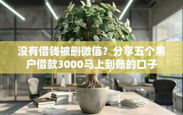 没有借钱被删微信？分享五个黑户借款3000马上到账的口子