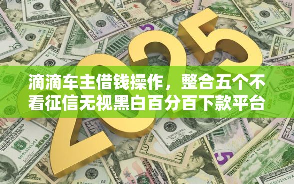 滴滴车主借钱操作，整合五个不看征信无视黑白百分百下款平台
