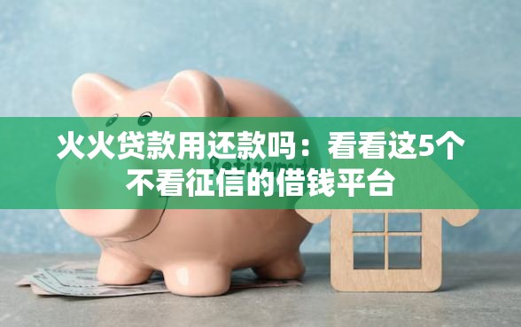 火火贷款用还款吗：看看这5个不看征信的借钱平台
