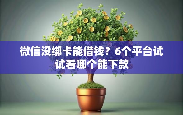 微信没绑卡能借钱？6个平台试试看哪个能下款