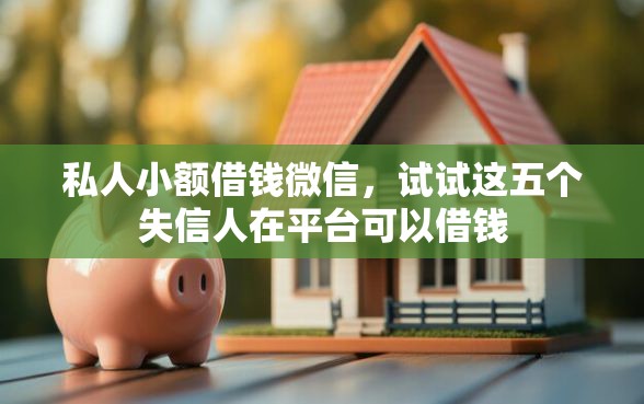 私人小额借钱微信，试试这五个失信人在平台可以借钱