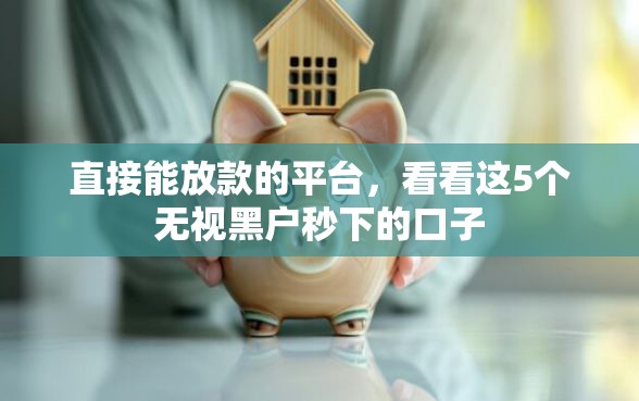 直接能放款的平台，看看这5个无视黑户秒下的口子