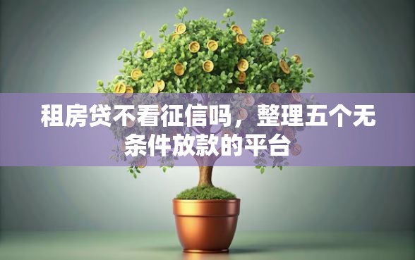 租房贷不看征信吗，整理五个无条件放款的平台