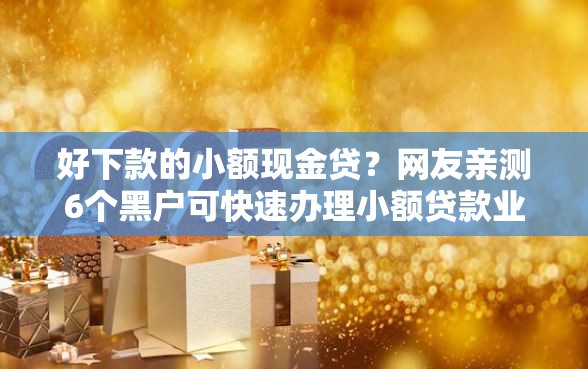 好下款的小额现金贷？网友亲测6个黑户可快速办理小额贷款业务的平台盘点