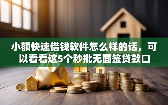 小额快速借钱软件怎么样的话，可以看看这5个秒批无面签贷款口子