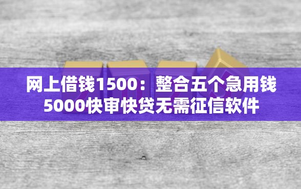 网上借钱1500：整合五个急用钱5000快审快贷无需征信软件