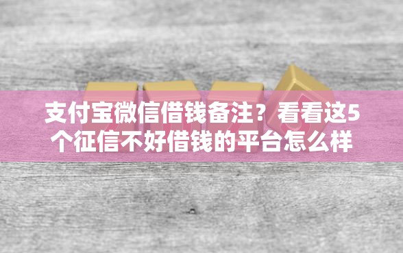 支付宝微信借钱备注？看看这5个征信不好借钱的平台怎么样