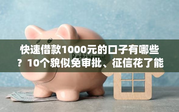 快速借款1000元的口子有哪些？10个貌似免审批、征信花了能网贷的app合集