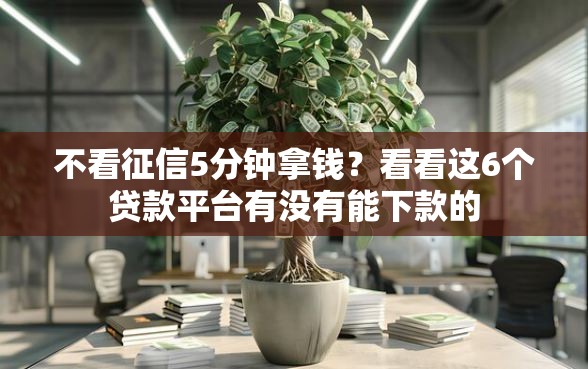不看征信5分钟拿钱？看看这6个贷款平台有没有能下款的