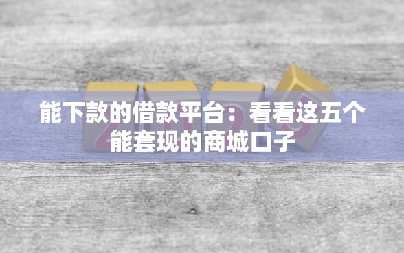 能下款的借款平台：看看这五个能套现的商城口子