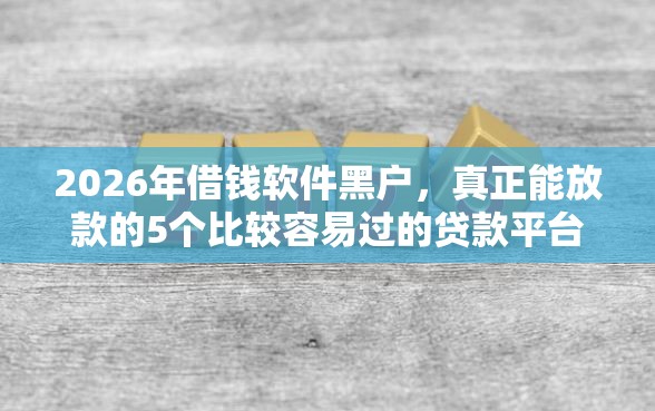 2026年借钱软件黑户，真正能放款的5个比较容易过的贷款平台推荐