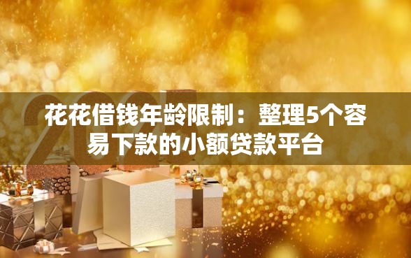 花花借钱年龄限制：整理5个容易下款的小额贷款平台