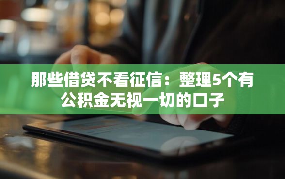 那些借贷不看征信：整理5个有公积金无视一切的口子