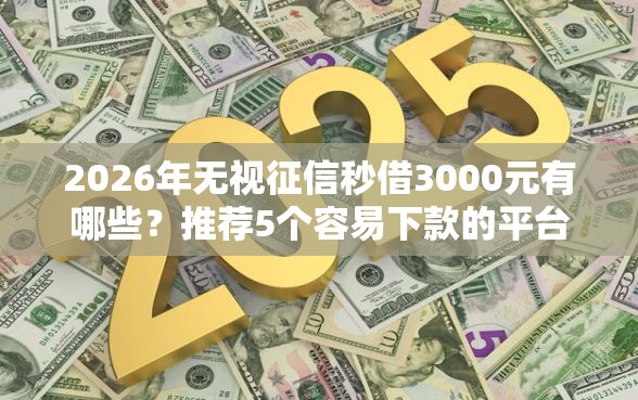 2026年无视征信秒借3000元有哪些？推荐5个容易下款的平台