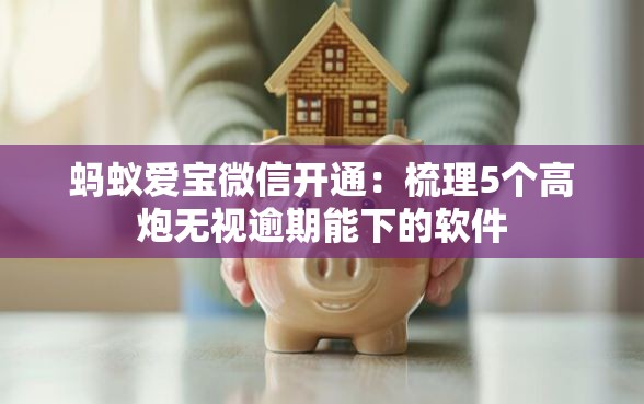 蚂蚁爱宝微信开通：梳理5个高炮无视逾期能下的软件