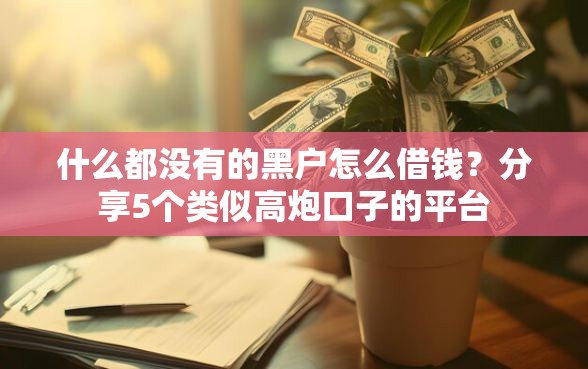 什么都没有的黑户怎么借钱？分享5个类似高炮口子的平台