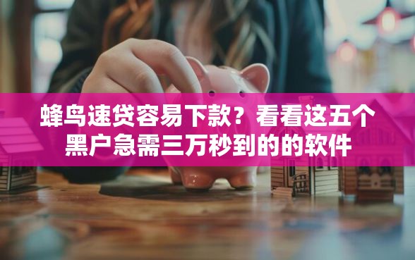 蜂鸟速贷容易下款？看看这五个黑户急需三万秒到的的软件