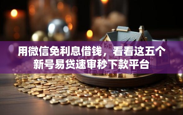 用微信免利息借钱，看看这五个新号易贷速审秒下款平台