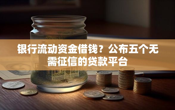 银行流动资金借钱？公布五个无需征信的贷款平台
