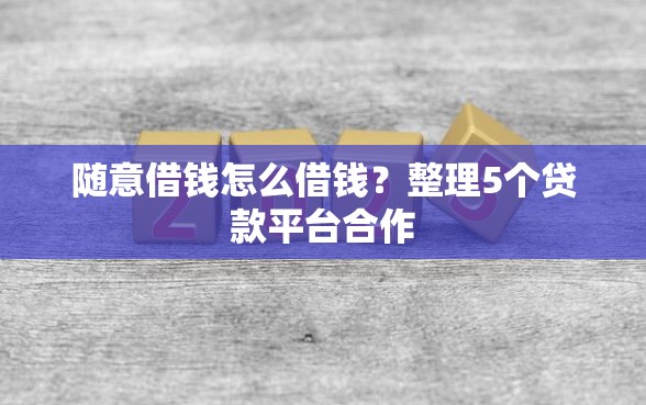 随意借钱怎么借钱？整理5个贷款平台合作