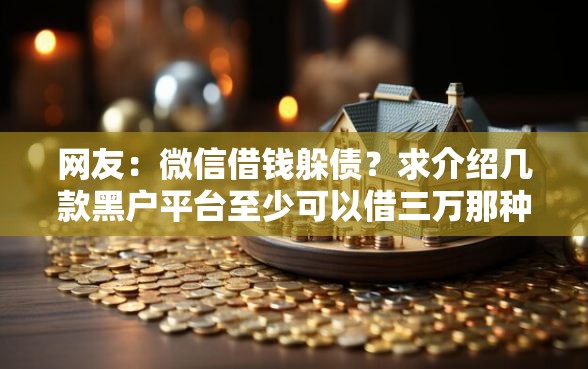 网友：微信借钱躲债？求介绍几款黑户平台至少可以借三万那种