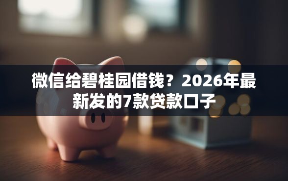微信给碧桂园借钱？2026年最新发的7款贷款口子