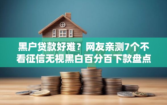 黑户贷款好难？网友亲测7个不看征信无视黑白百分百下款盘点
