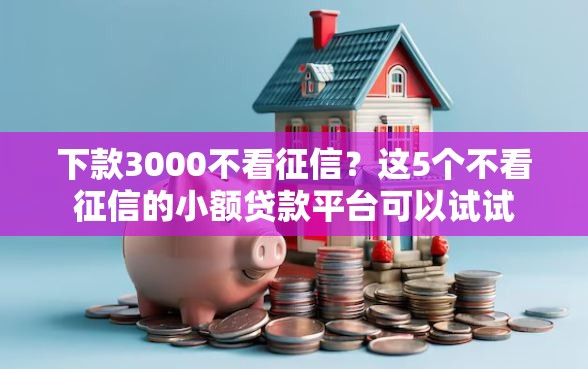 下款3000不看征信？这5个不看征信的小额贷款平台可以试试