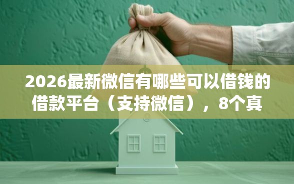 2026最新微信有哪些可以借钱的借款平台（支持微信），8个真正无视风控黑白的网贷app无私分享