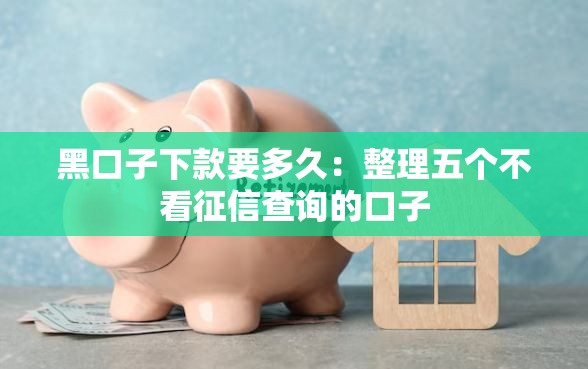 黑口子下款要多久：整理五个不看征信查询的口子