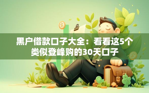 黑户借款口子大全：看看这5个类似登峰购的30天口子