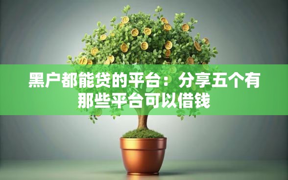 黑户都能贷的平台：分享五个有那些平台可以借钱
