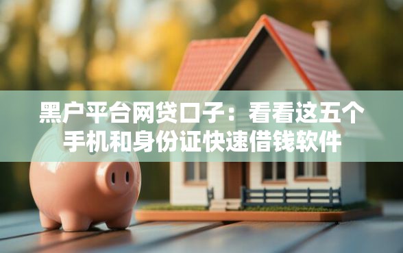 黑户平台网贷口子：看看这五个手机和身份证快速借钱软件