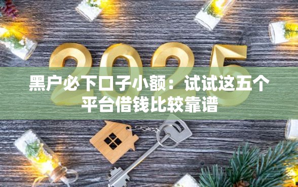 黑户必下口子小额：试试这五个平台借钱比较靠谱