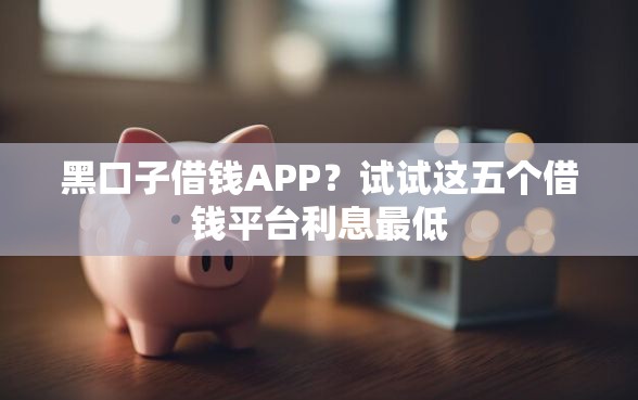 黑口子借钱APP？试试这五个借钱平台利息最低