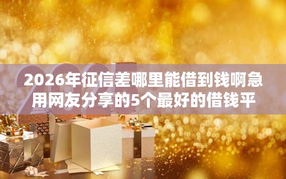 2026年征信差哪里能借到钱啊急用网友分享的5个最好的借钱平台我觉得不错！