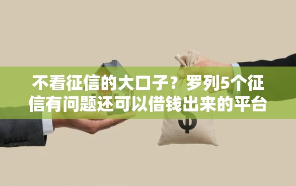 不看征信的大口子？罗列5个征信有问题还可以借钱出来的平台